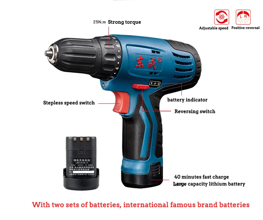 New Arrival 12V DC Lithium-Ion Battery Cordless Drill/Driver Power Tools Screwdriver Electric  Mini Drill with Battery Included