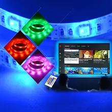 USB Светодиодная лента Подсветка лампа лента 5 в RGB 1 м 2 м 3 м 4 м 5 м 30 светодиодный s/M смещенное освещение Настольный плоский экран ЖК-телевизор HD ТВ монитор ПК