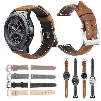 

22MM 22MM Vintage Genuine Leather Wrist Strap Watchband Bracelet Replacement for Samsung S3/Galaxy Watch 46MM for Huawei GT 46MM