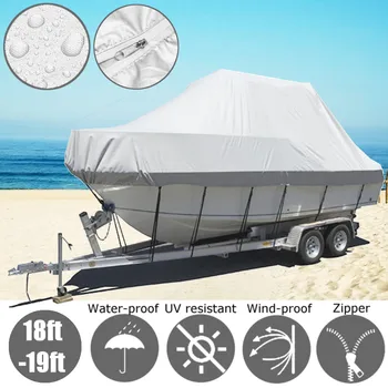

19x8x4.4ft 600D Waterproof Heavy Duty Boat Cover Fishing Ski Boat Cover Anti UV with Zipper Trailerable Jumbo Boat Cover