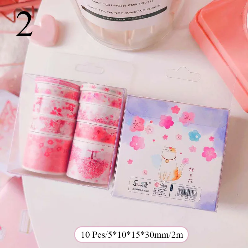 10 шт./компл. Kawaii Cat клейкая лента милый веселый лента Washi голубого океана декоративная клейкая лента для Скрапбукинг DIY Фотоальбом - Цвет: 2
