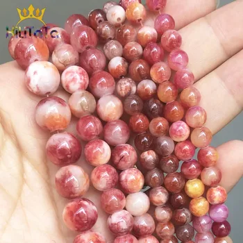 

Natural Stone Beads Round Red Persian Jades Loose Spacer Beads For Jewelry Making DIY Bracelet Earring Accessories 15'' 6/8/10mm