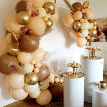

100Pcs Baby Shower Skin Coffee Globos DIY Birthday Party Balloons Garland Arch Kit Lady Wedding Anniversary Ballon Decoration