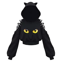 Sweat-shirt gothique à manches longues pour femmes, vêtements de couleur unie, ajouré, pull décontracté, été automne Y2k 5