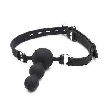 Adult Games Mouth Gag Silicone Ball Oral Fixation PU Leather Band Bondage Restraints Gag Ball Bdsm Slave Game Sex Toys for Women 5