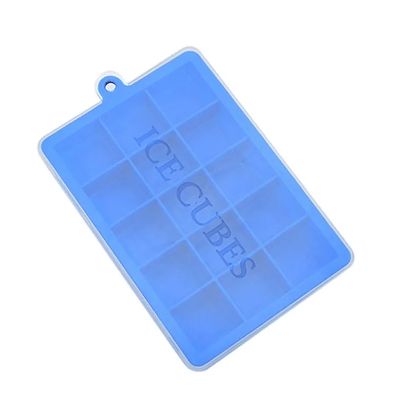 15 отверстий, силиконовая форма для льда с крышкой, сделай сам, квадратная коробка для льда, шоколадный сыр, желе, кухонный инструмент, кубик, силиконовая форма, форма для мороженого