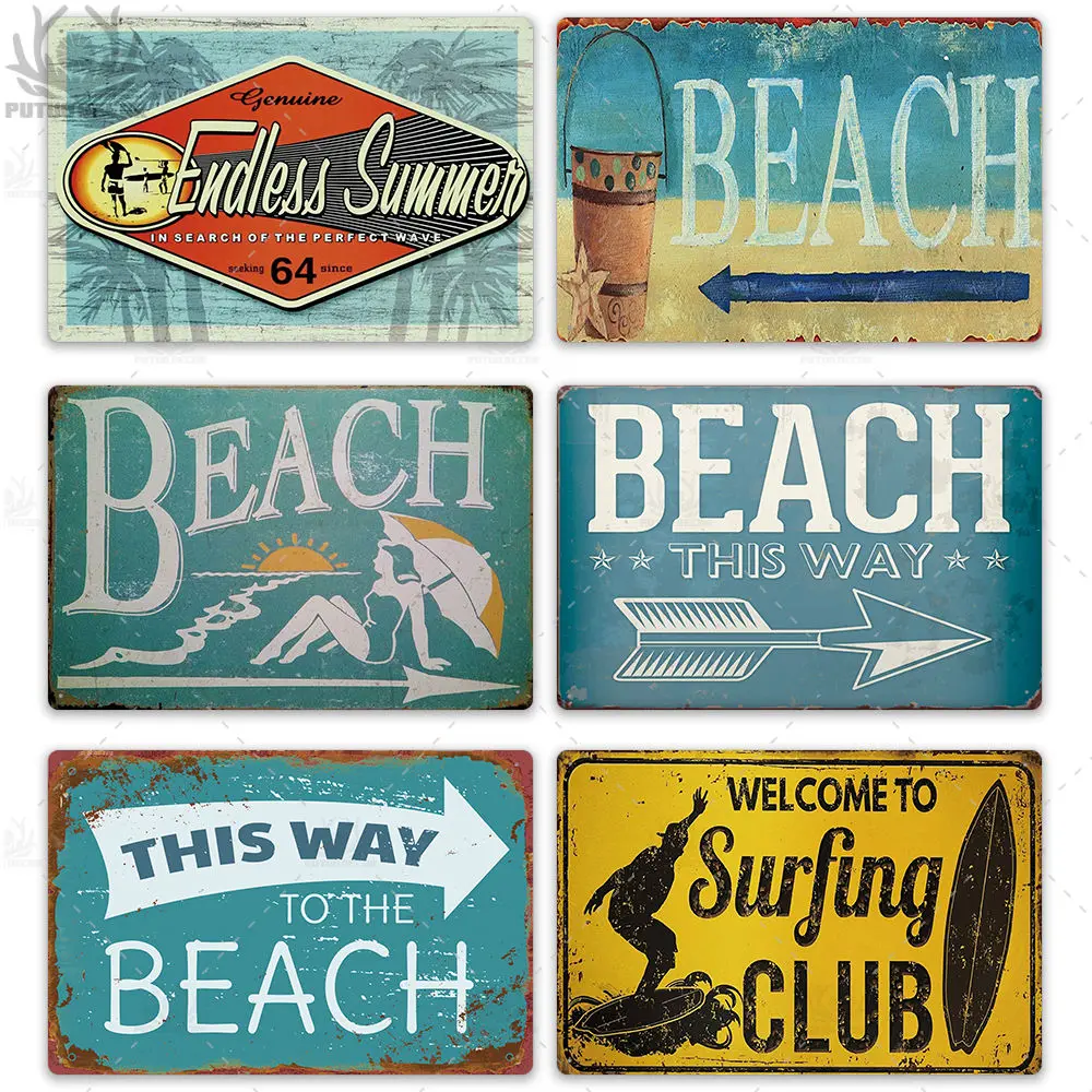 Vintage Beach Tin Sign
