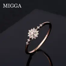 MIGGA нежная Снежинка кубического циркония кольцо для женщин розовое золото цвет CZ Кристалл Bague Рождественский подарок ювелирные изделия