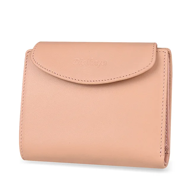 DICIHAYA Genuine Leather Women Wallet Coin Purse For Girls Female Small Portomonee Lady Purse Money Bag Card Holder Mini Clutch pink