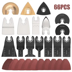 Jeu de lames de scie oscillantes, 66 pièces, pour les outils électriques de rénovateur comme Fein Multimaster,Dremel, accessoires d'outils électriques 