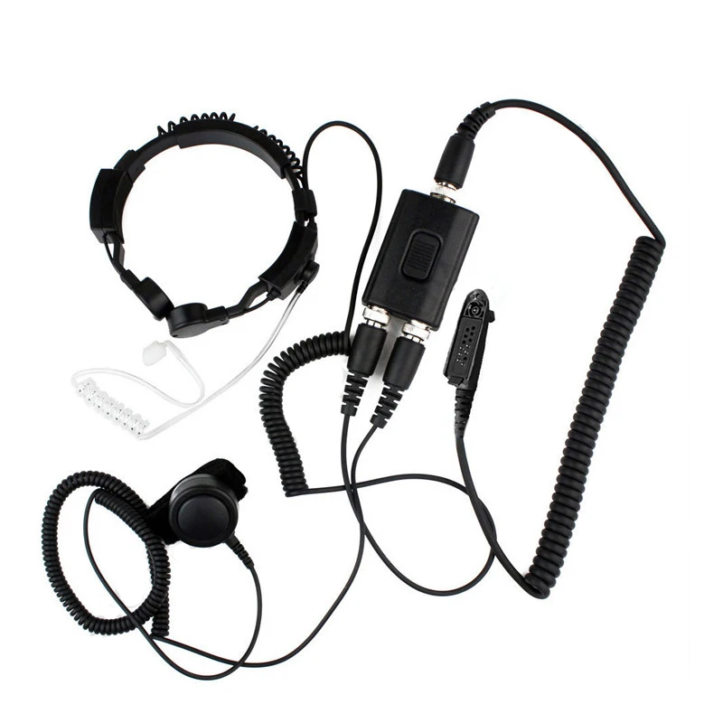 FBI Heavy Duty Tactical Military Throat Mic Headset For Motorola  Gp328 Gp340 Gp360 Gp380