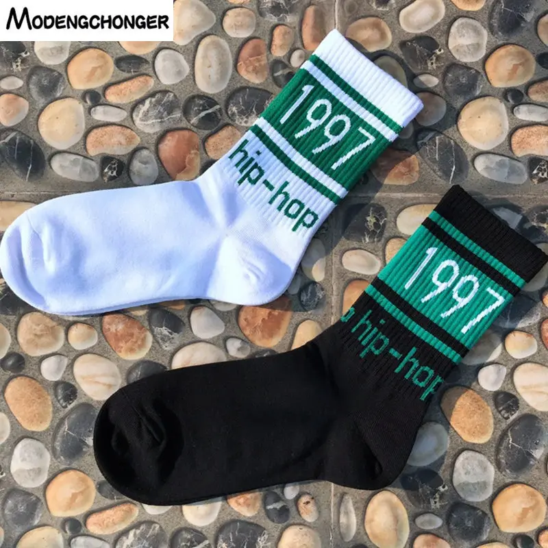 

1 Pair Harajuku Tide Brand Hiphop Long Tube Socks Novelty Illustration Letter Sport Cute Cotton Socks Female Casual Funny Socks