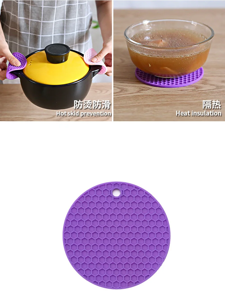 Creative Simple-Style Candy-Colored Silica Gel Honeycomb Coasters 9 Cm Circle Coasters Waterproof Anti-slip Insulated Cup Mat