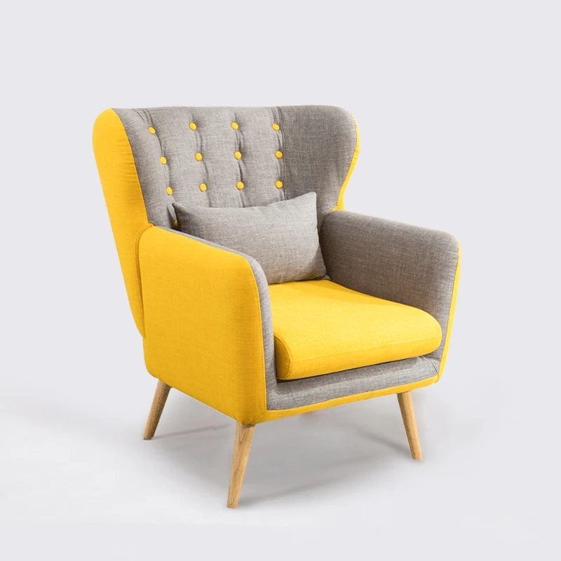 

Creative Nordic Single Fabric Sofa Lazy Balcony Tiger Chair Bedroom High Backrest Chair Small Huxing Simple Sofa