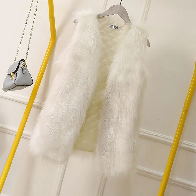 Fake Fur women Большие размеры 4XL пальто из искусственного меха женская модная элегантная Роскошная жилетка без рукавов Женская Повседневная тонкая роскошная Толстая теплая зимняя куртка с отделкой из меха - Цвет: Fake Fur women