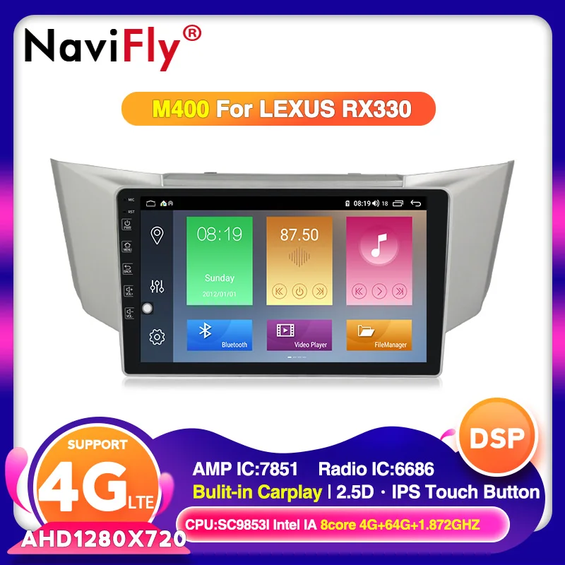 4G LTE Android 10 IPS DSP 8 ядер 4 Гб + 64 ГБ для Lexus RX300 RX330 RX350 RX400H автомобильный радиоприемник с