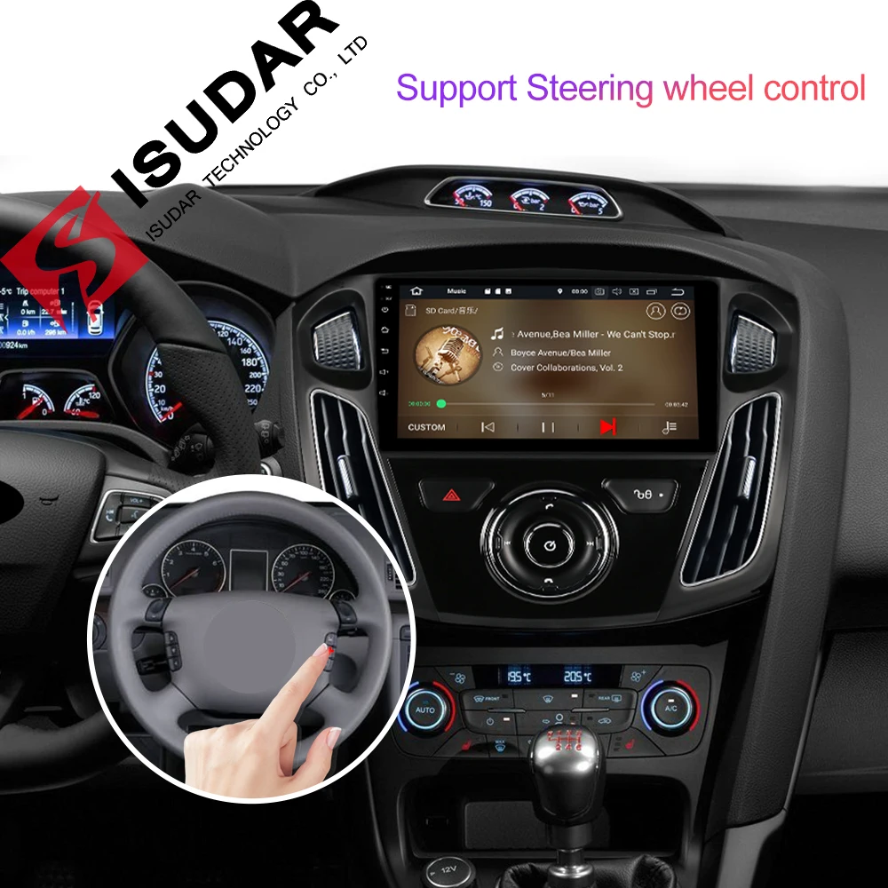 Isudar Автомобильный мультимедийный плеер 1 Din Android 9 DVD Automotivo для FORD/Focus 3 2012 2017 Wifi