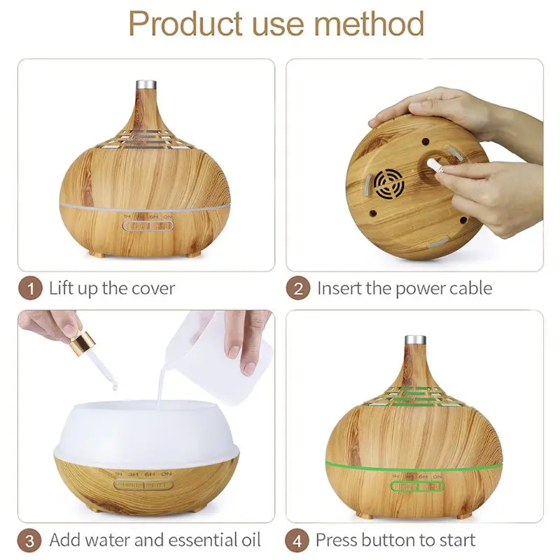 400ml 7 LED Color Changing Aroma Essential Oil Diffuser Ultrasonic Air Humidifier with Remote for Home Office Use F42B