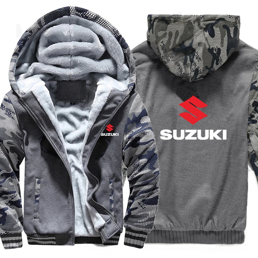 Мотоцикл Suzuki толстовки зимняя камуфляжная куртка с рукавом Мужская шерстяная подкладка флис Suzuki мужские толстовки - Цвет: As picture