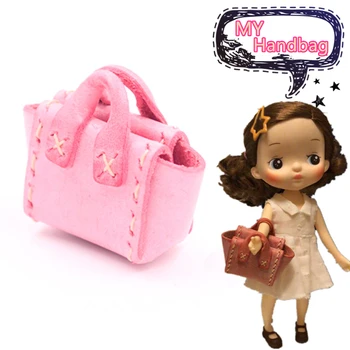 

DIY Material Package Ladies handbag True Leather Handmade Needle Sewing Doll Bag Pendant Leather Craft Kit For Girl Special Gift