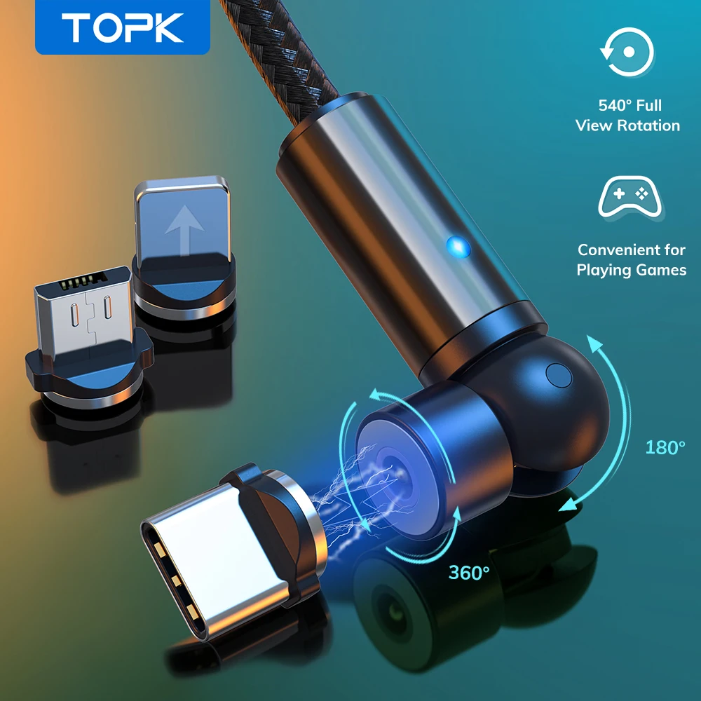 Магнитный кабель TOPK 540, Micro usb type C, Магнитный зарядный кабель для iPhone 11 Pro XS Max samsung Xiaomi|Кабели для мобильных телефонов|   | АлиЭкспресс