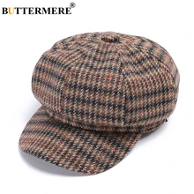 BUTTERMERE, женская кепка Newsboy, шерстяная, кофейная, в клетку, твид, Габби, пекарь, Кепка для мальчика, Осень-зима, Ретро стиль, шерстяной женский берет