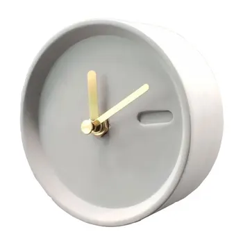 

Cement Mute Clock Round Desk Clock Desktop Decoration Bedside Clock Home Ornament Grey