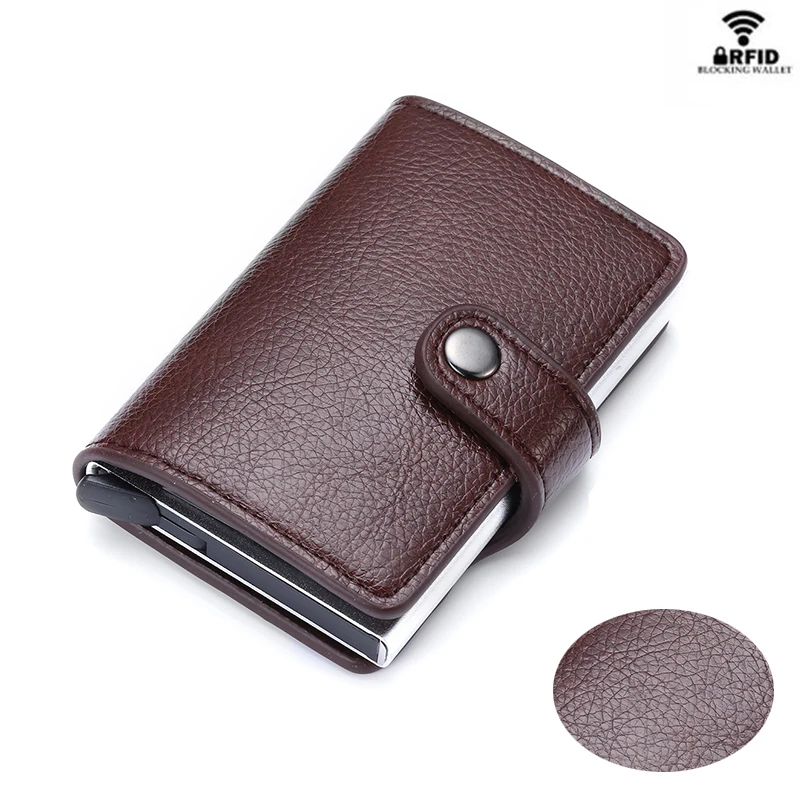 

Button Wallet RFID Blocking Vintage Wallets for Credit Card New Pop-Up Security Card Case Slim Anti-theft ID Holder 2020 New