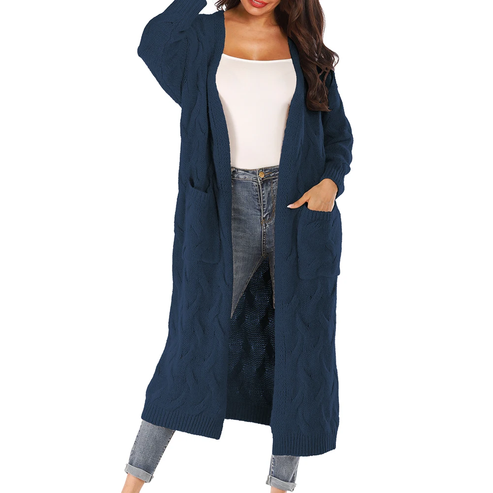 Sweater summer   COAT Female Thick Sweater Cardigan Women Autumn And Winter Loose Solid Coat Pocket Knit Sweater