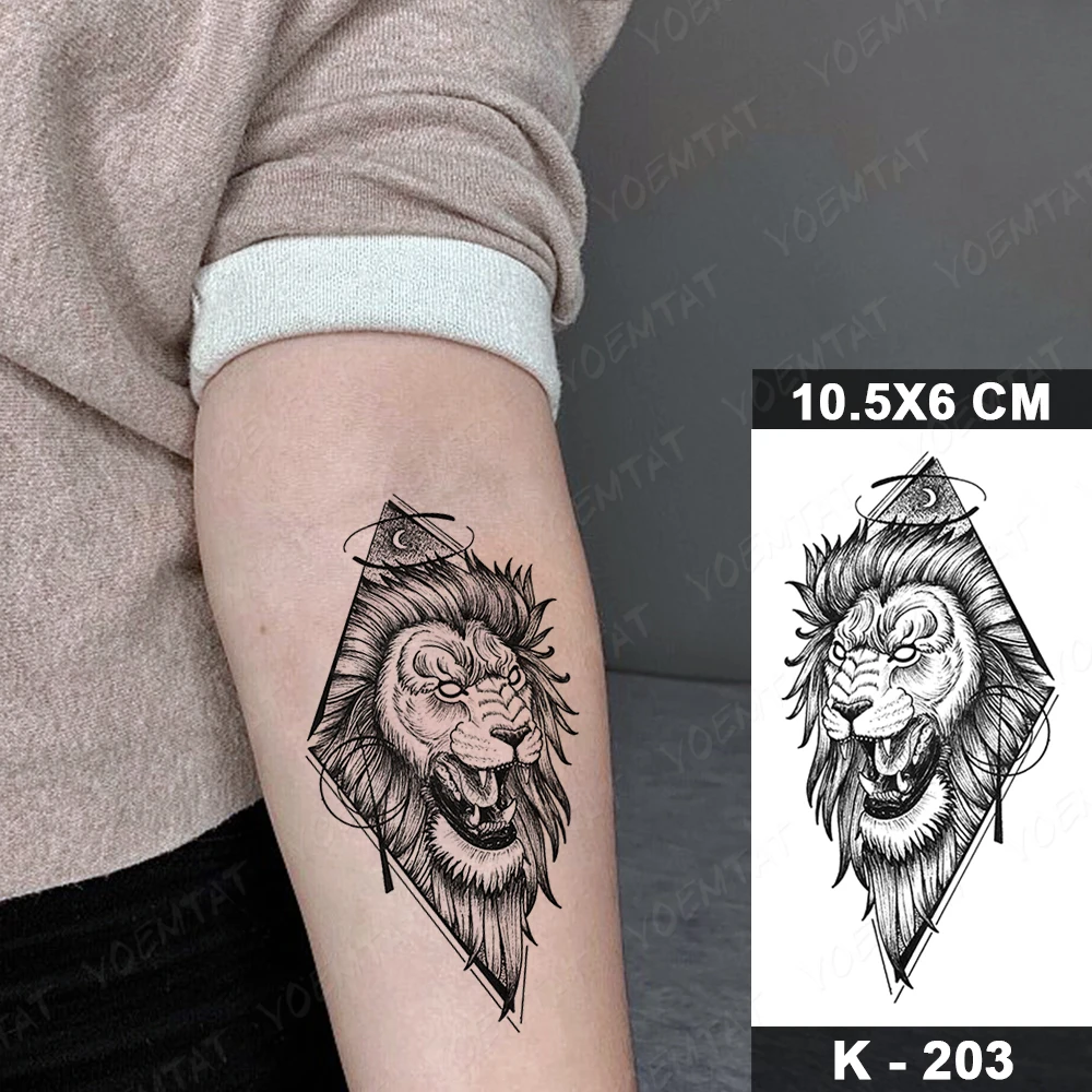 Waterproof Temporary Tattoo Sticker Dot Roar Lion Flash Tatoo Wolf Moon Starry Sky Arm Wrist Fake Tatto for Body Art Women Men
