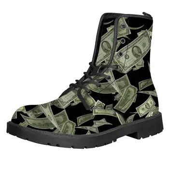 

Custom Image / LOGO Cash Money Print Women Martin Boot Platform Shoes Female Motorcycle Ankle Snow Boots For Woman Botas mujer