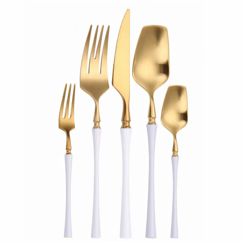Matte Cutlery Set Gold Forks Spoons Knives Cutlery Set Stainless Steel Silverware with Cake Fork cutlery set western style cutlery set picnic cutlery set stainless steel cutlery set camping cutlery set wooden cutlery set