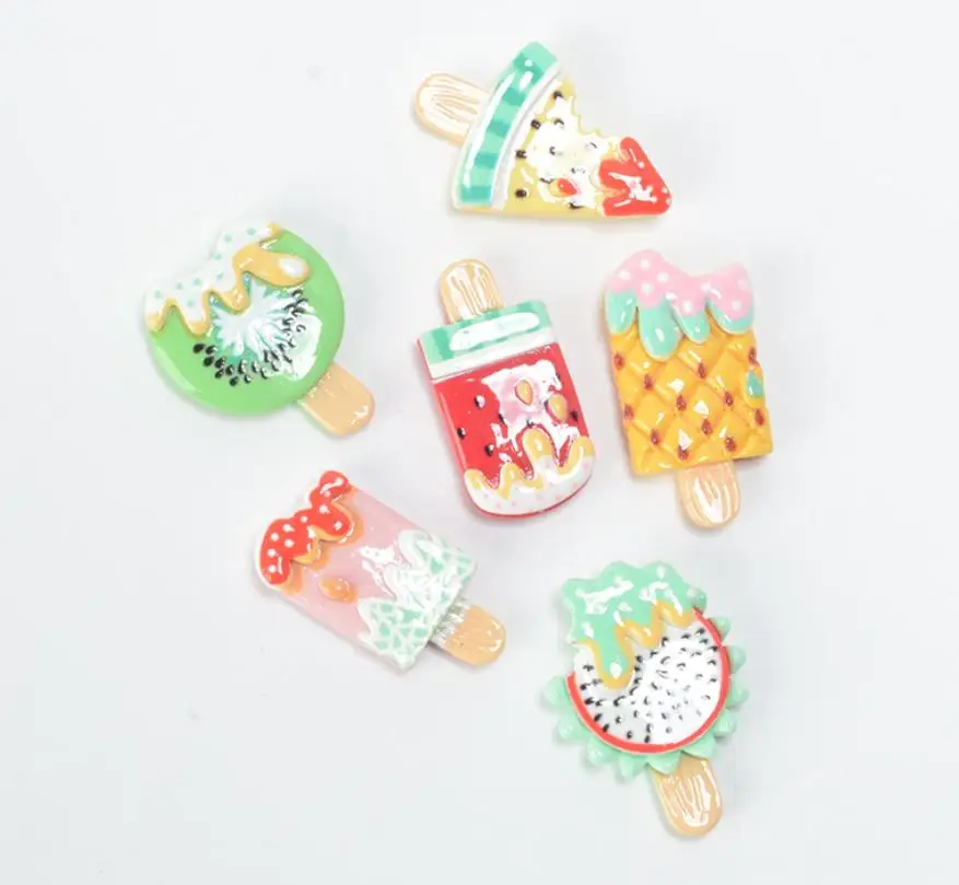 Kawaii фрукты Мороженое Моделирование пищевая Смола Кабошоны для скрапбукинга DIY