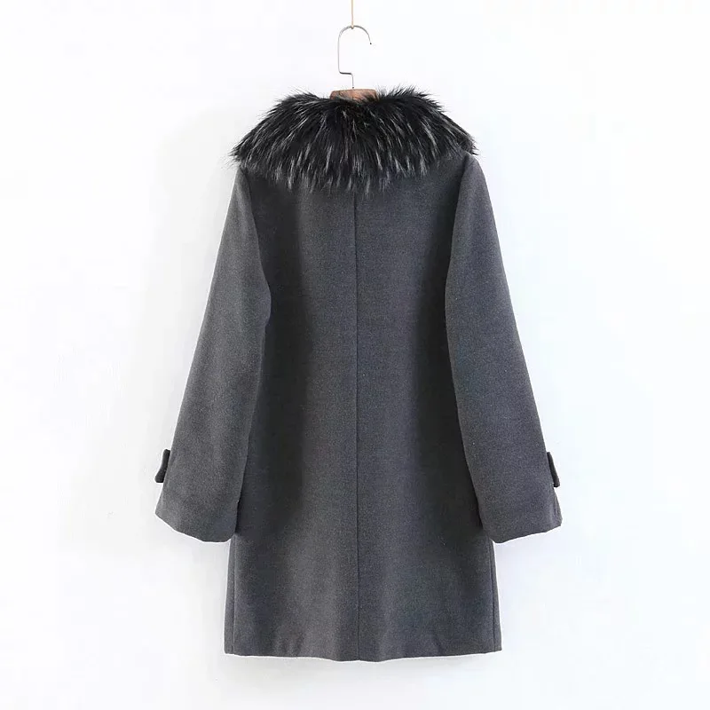 AliExpress Ebay2018 осень и зима стиль Европа и Америка женское платье из искусственного меха Одежда деконструируемый воротник шерстяной