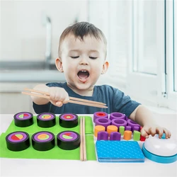 Simulation de cuisine en bois pour enfants, ensemble de Sushi, maison de jeu, jeu de combat interactif, jouets éducatifs 