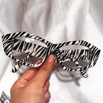 불규칙한 안티 블루 라이트 얼룩말 인쇄 안경 여성을위한 빈티지 독특한 고양이 눈 컴퓨터 안경 프레임 여성 우아한 그늘