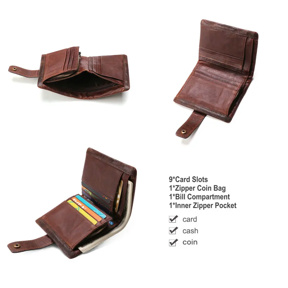 Kopen GENODERN Nieuwe Collectie Vintage RFID mannen Portemonnee Echt Leer mannen Portemonnee met Broekzak Gesp Desigh Vertial Wallet voor Man