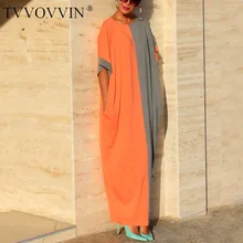 Новинка, летнее женское платье, круглый вырез, крыло летучей мыши, короткий рукав, яркие цвета, размера плюс, широкие, свободные, женские платья H1151