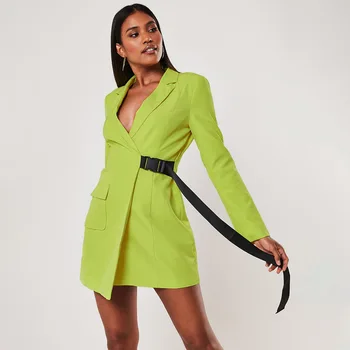 

Womens Long Khaki Blazers for Autumn Winter 3 Buttons 2019 Female Formal Work Blazers with Pockets Casual Solid Jacket Suits