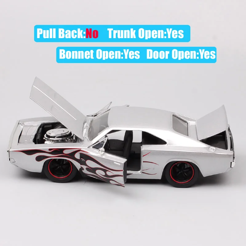 Детские 1:24 весы Jada Dom 1968 Dodge зарядное устройство R/T классический автомобиль литья под давлением Модель автомобиля игрушки гонки коллекции подарок для маленьких мальчиков