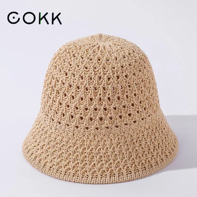 

COKK Bucket Hat Women Summer Sunscreen Hollow Breathable Beach Sun Hat Female Gorros Bob Solid Color Folding Outdoor Travel New