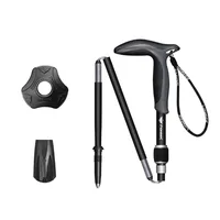 Pioneer 1 Pcs Carbon Fiber T Handle Walking Sticks Outdoor 5 Sections Matte Ultralight Trekking Pole Hiking Cane For Camping 2