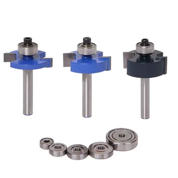 

SHGO HOT-3Pcs Rabbet Router Bit with 6 Bearings Set -1/2 inchH - 1/4 inch Shank Woodworking Cutter Tenon Cutter for Woodworking