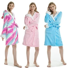 Фланелевый банный халат с животными для взрослых, одежда для сна для женщин и мужчин, халат для сна, толстый теплый халат, зимняя плюшевая Пижама унисекс с единорогом