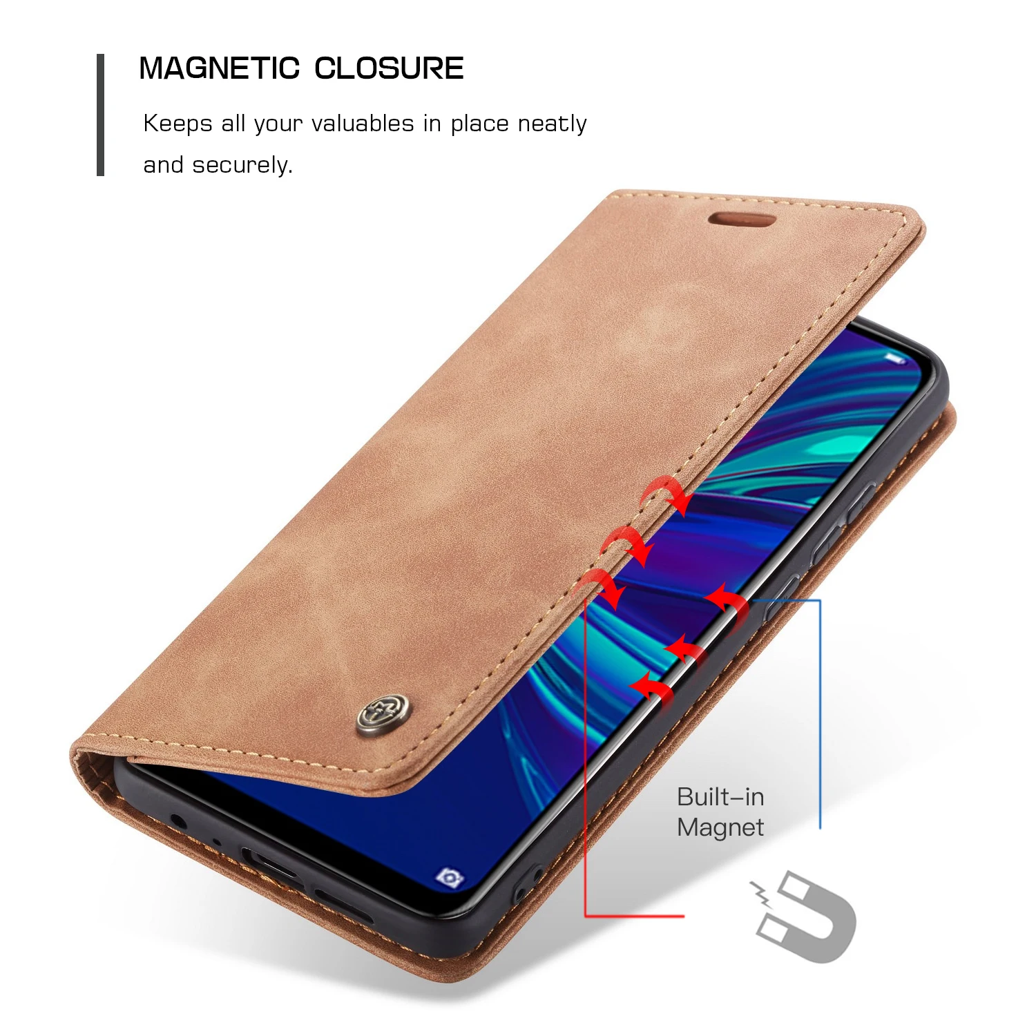 Кожаный чехол книжка CaseMe для Huawei P Smart 2021 Honor 10 9 Lite бумажник P40 P30 P20 Mate 30 Pro