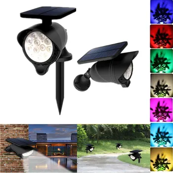 

12 LED Solar Light Outdoor Solar Spotlight Lawn Lamp Waterproof 7 Colors Adjustable For Garden Yard Pathway Front Door Wall Lamp