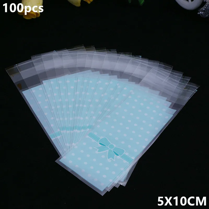 blue dot plastic bag 100 шт/108 шт прозрачный пластиковый пакет Dragee конфеты Подарочный мешок для печенья матовый OPP Свадьба День Рождения Вечеринка упаковочный мешочек кисет коробка - Цвет: blue dot plastic bag