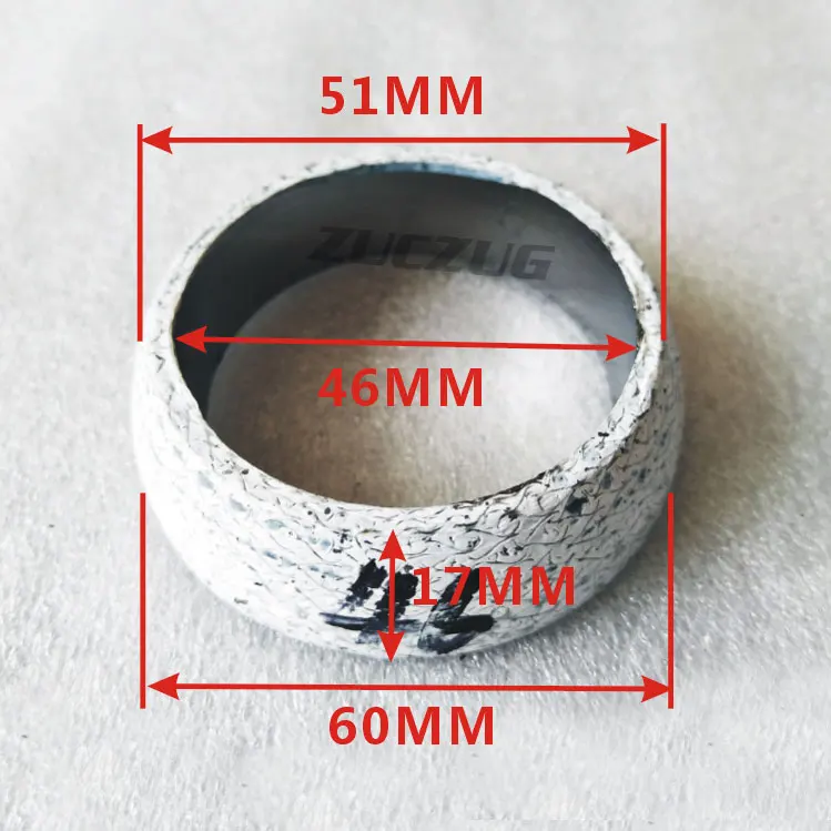 ID 46mm(1.181 inch) Выхлопная прокладка пончик уплотнение для Kazuma XinYang 500 500CC Jaguar Универсальный нисходящий трубопровод для Catback кольцевая прокладка фланец - Цвет: ID 46mm(1.181 inch)