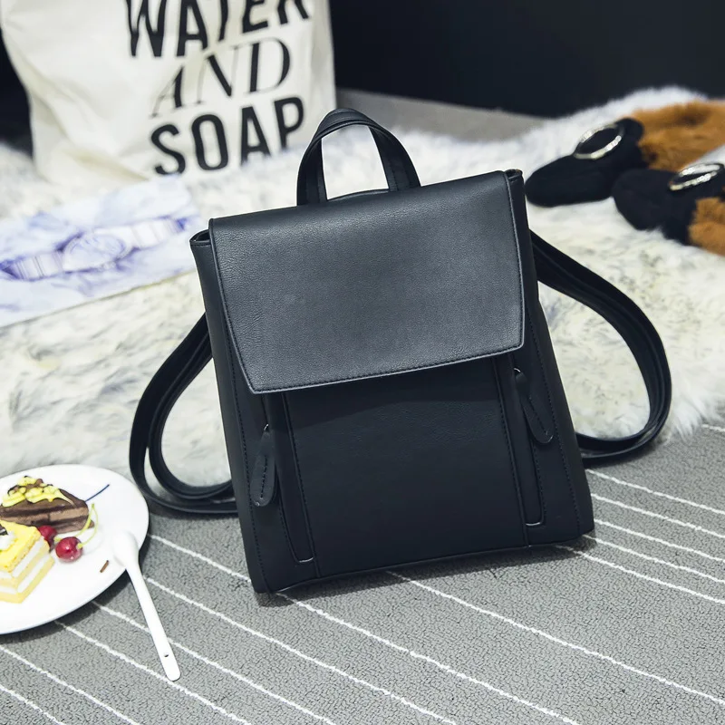 

Women's backpack pu leather shoulder bag retro waterproof travel big backpack tide hundred hit student bag Softback Solid