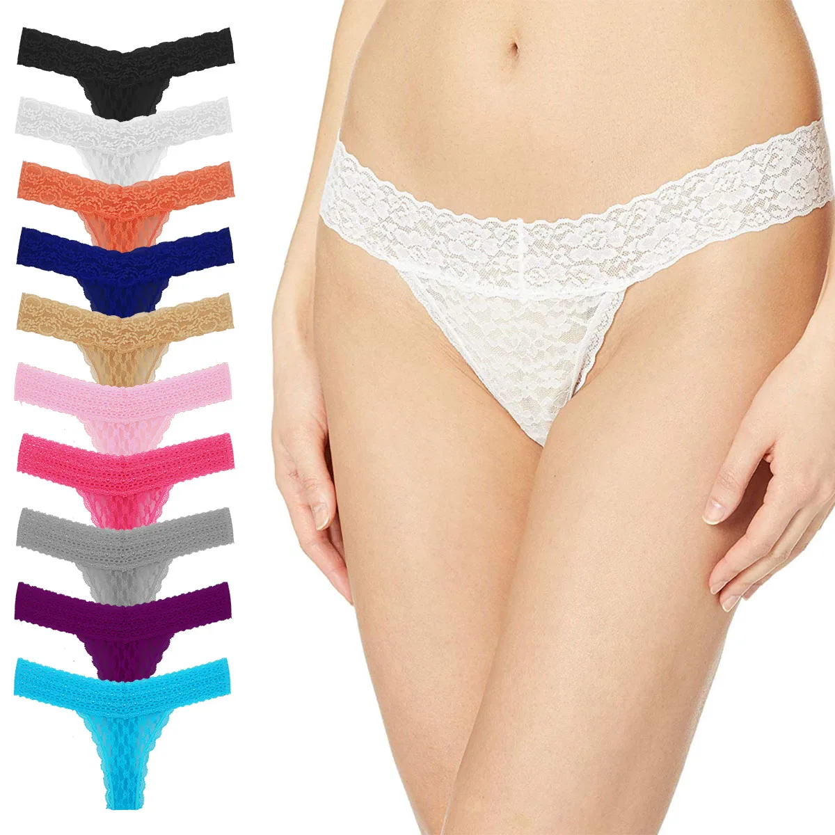 

3Pcs/lot European Size Elegant Lace Underwear Seamless String V-Thongs Women Sexy Cotton Panties Lingerie Tanga Breathable Soft